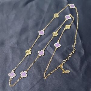 Amrita Singh Elegant Gold and Purple Clover Necklace